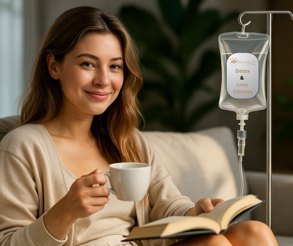 4) Detox & Liver Cleanse Drip 🌟 Gentle detox and liver renewal Key Ingredients: NAC, TMG, DMSO, Vitamin C, Zinc, Vitamin D Benefits: Supports liver detoxification and function. Helps counteract effects of toxins, alcohol, or medication overload. Promotes clearer skin and a fresher look. Restores energy and reduces sluggishness caused by toxin build-up.
